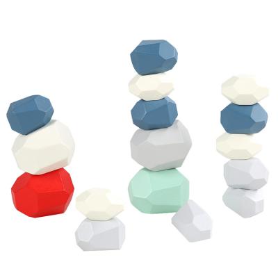 China Eco - Friendly Material Wooden Toys Building Blocks Educational Wooden Stacked Balancing Stone for sale