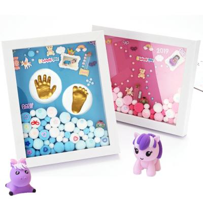 China Safe Non-Toxic Newborn Baby Kit New Born Gift Set Inkless Handprint and Footprint Clay for sale