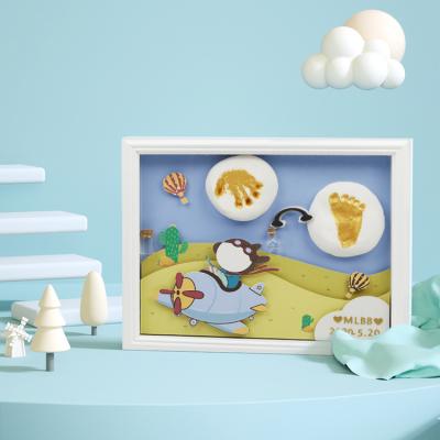 China Super Safe Non-Toxic Newborn Baby Sticker Design On Handprint Clay Frame Set for sale