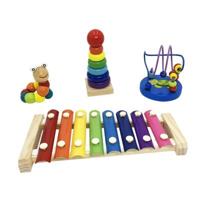 China Tone Hand Percussion Blocks Wholesale Toys Eight Children's Wooden Puzzle Eco-friendly Material for sale