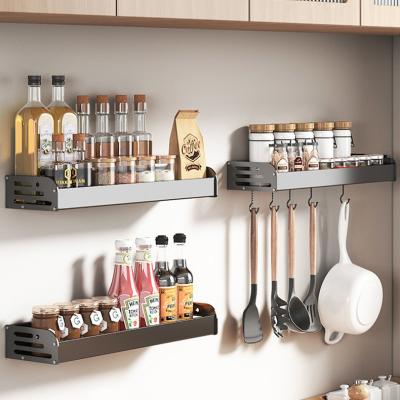 China Sustainable Hot Selling Spice Rack Organizer with 6 Hooks wall mounted kitchen rack wall mounted kitchen storage shelf spice racks for sale