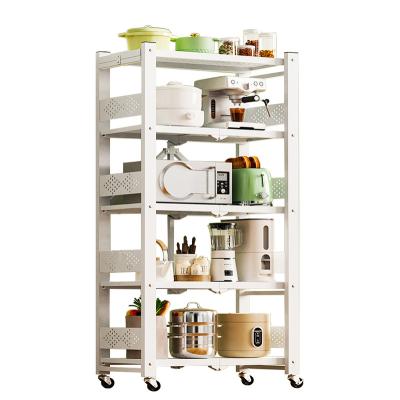 China Multi-functional Storage Movable Kitchen Racks Storage on Wheels Heavy Duty metal storage racks for Kitchen storage racks shelving units for sale