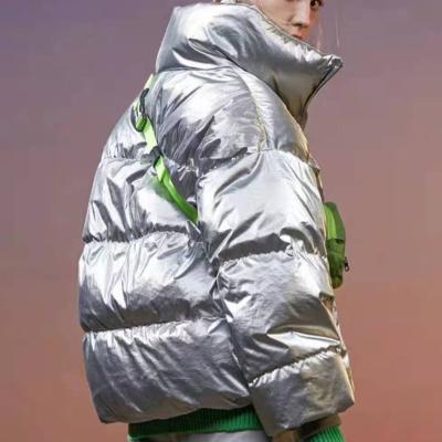 China Waterproof 55%PU45% PU Taffeta Highly Reflective Waterproof Nylon Fabric For Winter Jacket Coat for sale