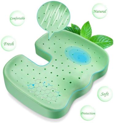 China Bamboo Cover Memory Foam Office Coccyx Pain Relief Anti-Decubitus Cushion With Air Hole Punched for sale