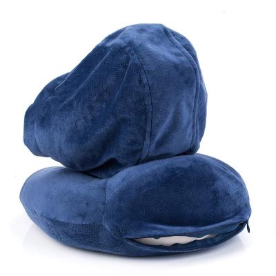 China Anti-Apnea Memory Foam Airplane Sleep Pillow With Hoodie for sale