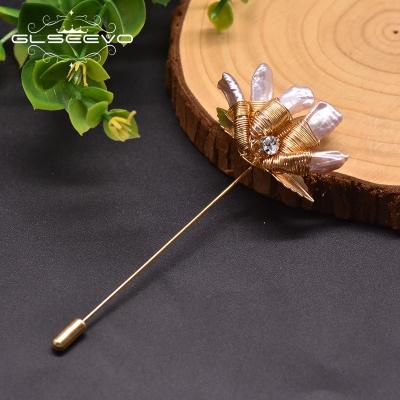 China Alloy Natural Freshwater Purple Pearl Brooch For Women Saudi Arabia Arbia Brooch Pin Wholesale Handmade Volume for sale