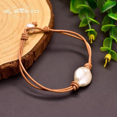 China Pearl real leather bracelet CLASSIC baroque minimalism bracelet for women handmade jewelry for sale