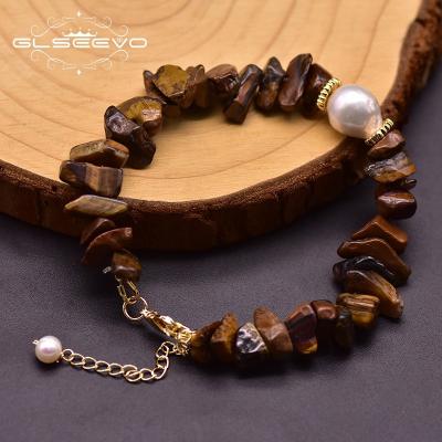 China Ethnic Natural Baroque Pearl Bracelet For Engagement Natural Stone Bracelet Brown Handmade Jewelry for sale