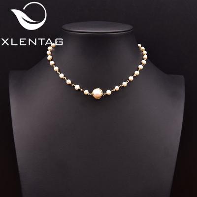 China New Design CLASSIC Natural Freshwater Pearl Necklace Women Necklace Jewelry Korean Short Gold Plated Chain for sale