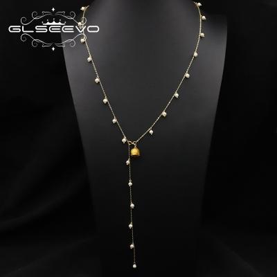 China New Sweater Necklace Natural Pearl Ethnic Simple Flower Long Necklace Pendant Gold Necklace for sale