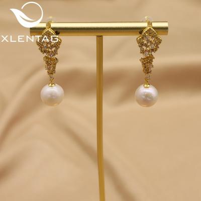 China Natural Freshwater Pearl Earrings 925 Sterling Silver Jewelry Wholesale Ethnic Zircon Drop Earrings for sale