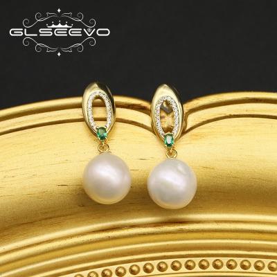 China 925 Sterling Silver Jewelry Zircon Earrings Ethnic Natural Freshwater Pearl Earrings New for sale