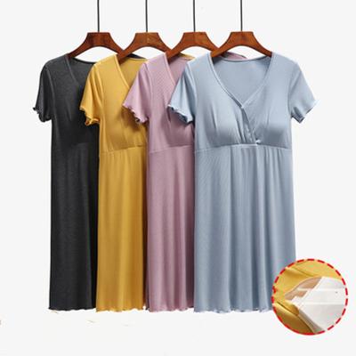 China Breast Pad QUICK DRY Dress With Bra Nightgown Pregnant Women CARE PAJAMAS for sale