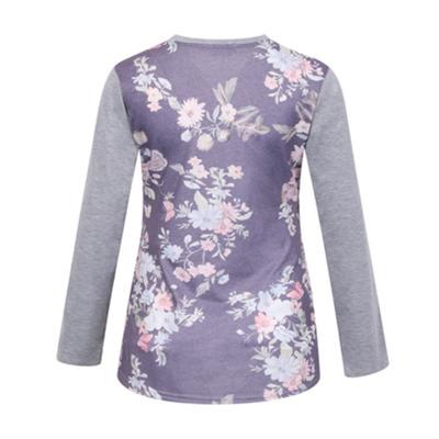 China QUICK DRY Floral Print Color Blocking Long Sleeve Maternity Nursing Top for sale