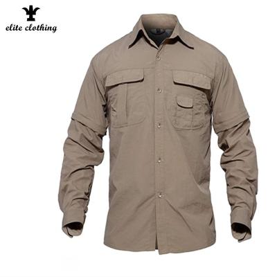 China Anti-pilling Men's Breathable Quick Dry UV Protection Solid Convertible Long Sleeve Shirt for sale