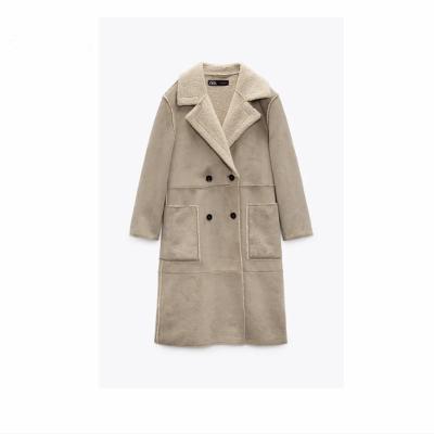 China Waterproof FAUX SUEDE COAT WITH LAPEL COLLAR AND LONG SLEEVES. BLENDED FABRIC. for sale