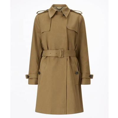 China Waterproof 2021 Elegant Women Long Brown Ditch Coats for sale