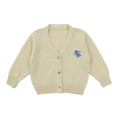 China 2022 Autumn New Korean Style Elastic Casual Bear 95% Cotton Small Printing Long Sleeve Striped Boys Cardigan Sweater for sale