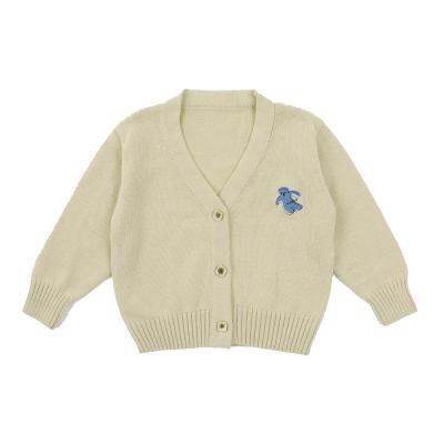 China 2022 Autumn New Korean Style Elastic Casual Bear 95% Cotton Small Printing Long Sleeve Striped Boys Cardigan Sweater for sale