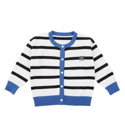 China 85% cotton 2022 autumn spring new Korean style long sleeve collar boys elastic casual round cardigan printing sweater for sale