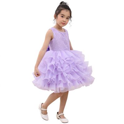 China Polyester/cotton 2022 summer new style solid girls dress lovely princess sleeveless dress babies girls hostess dress for sale