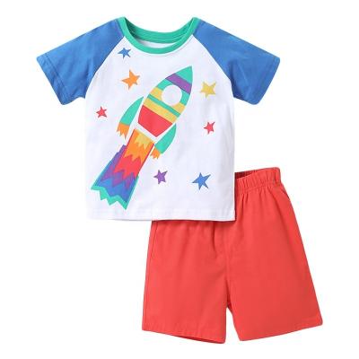 China Cotton 100% 2022 summer new style high quality 100% pure cotton round sleeve boys collar short clothing set for sale