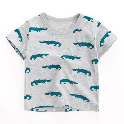 China 2022 New Cotton Short Sleeve Cartoon Pattern Gray Color Boys Breathable T-shirt 2022 Summer Style 100% Breathable T-shirt for sale