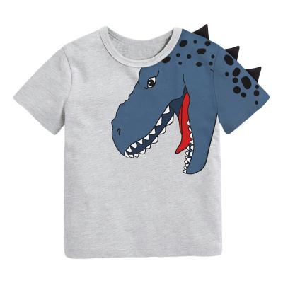 China Boys 2022 Summer New Style Cotton Round Collar Breathable Short Sleeve Cartoon Pattern 100% Gray T-shirt for sale