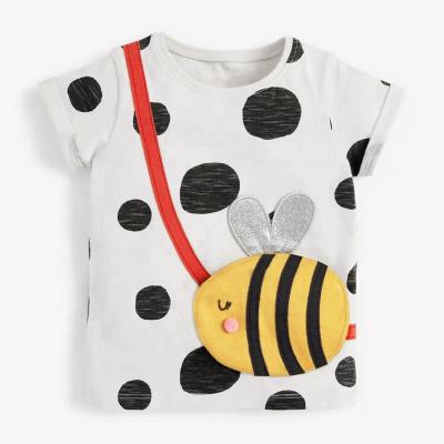 China 2022 Summer Cotton Cartoon Breathable Comfortable Round Collar Pattern Girls 100% Short Sleeve T-shirt for sale