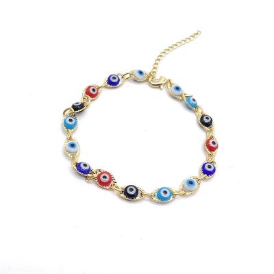 China 18k PVD Plated New Devil's Eye Gold Plated Red Eye Anklet Tobilera Blue Eye Bracelet for sale