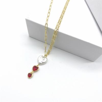 China Latest Vintage Necklace Designs American And European Heart Bead Necklace Zircon Wholesale Diamond Charm Pendant Necklace for sale