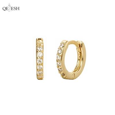 China Simple Design CZ Circle Rhinestone Earrings Gold Stud Eye Style Earrings Customized by Qetesh Viable Korean Earrings for sale