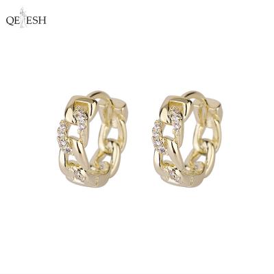 China Qetesh Fashion Viable Earrings Hollow Out Classic Wild Geometric Zircon Earring Fashion Simple Gold Plated Circle Earrings Retro for sale