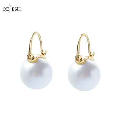 China Qetesh Fashion Viable Earrings Trend 2021 Simple Pearl Stud Earrings Dangle Drop Earrings Jewelry for sale