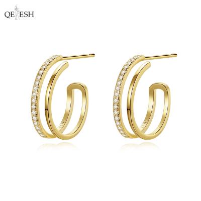 China Simple and Exquisite Viable Qetesh Double Earrings 925 Sterling Silver Stud Designer Luxury Earrings for sale