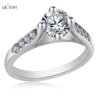 China Qetesh Viable Wholesale Zircon Micro Inlaid Wedding Ring Lover Luxury Couple Rings Diamond Wedding Ring Tasty for sale