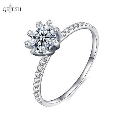 China Qeteshs Six-claw 925 Viable Diamond Moissanite Ring Closed Diamond Ring Luxury Gold Silver Wedding Ring for sale