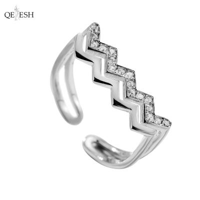 China Viable Wave Ring Rotating Ring Open Engagement Ring 925 Sterling Silver by Qetesh S925 Sterling Silver Letter W for sale