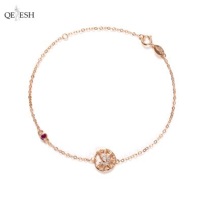 China Qetesh Eight Viable Star Lucky Compass Adjustable Bracelet S925 Sterling Silver K Gold Plated Full Diamond Inlaid Bracelet for sale