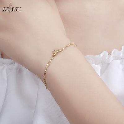 China Viable Yellow Gold Full Diamond Inlaid Crown Women Cuff Diamond Bracelet from Qetesh S925 Sterling Silver Plated 14k for sale