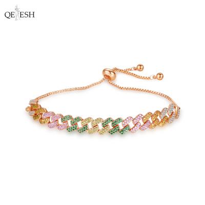 China Qetesh Fashion Adjustable Adjustable Adjustable Chain Link Charm Bracelet Bangle Women Jewelry for sale