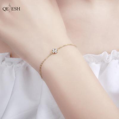 China Qetesh Full Diamond Love Anklet Women S925 Sterling Silver 14k Viable Gold Plated Ins Wind Heart Foot Chain Jewelry Female Anklet for sale