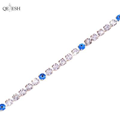 China Qetesh Viable High Quality Factory Direct Sales Combine Diamond Eye For Devil Hip Full Hop Crystal Trendy Crystal Anklets for sale