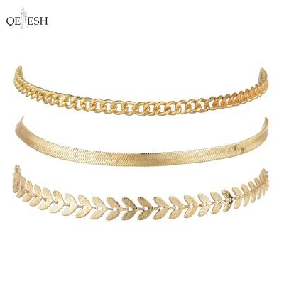 China Viable Fashion Three-Piece Snake Ear Chain Qetesh Wheat Ear Chain Combination Foot Ornament Foot Ornament Beach Jewelry Flat Anklets for sale