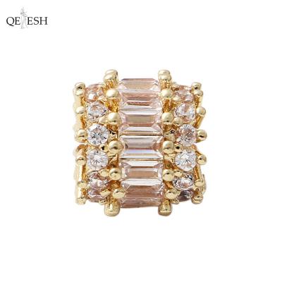 China Viable Qetesh Big Gold Zircon Barrel Bead Charm Pendant Material Bracelet Separated Bead Jewelry Accessories for sale