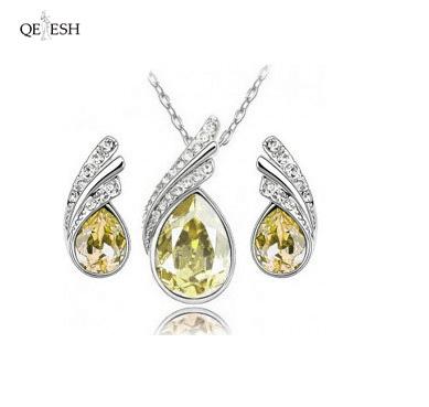 China Wholesale Viable Qetesh Crystal Necklace And Earring Set Non Tarnish Fashion Jewelry Set Pending Jewelry for sale