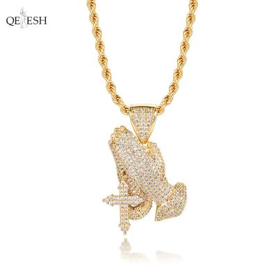 China Viable Qetesh Gold Cross Full Of Diamonds Chunky Gold Necklaces For Boys Cuban Link Necklace Chain Jewelry for sale