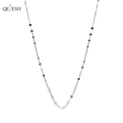 China Qetesh Viable Design S925 Sterling Silver Simple Clavicle Initial Necklace Cuban Necklace Sparkle Necklace for sale