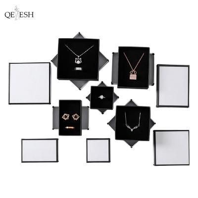 China Qetesh Logo Recycled Custom Perfume White Paper Box And Bag Jewelry Packaging Box Earrings Ring Bracelet Necklace Black And Materials Small for sale