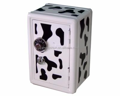 China Metal Two Digit Combination Lock With Printing Metal Coin Bank Telephone Booth Piggy Bank Savings Bank for sale